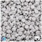 BeadTin White Opaque 7mm Coin Plastic Alpha Beads - Silver Letter Mix (250pcs)